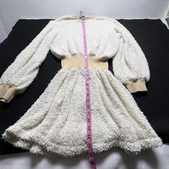 SABO SKIRT Women Dress Long Balloon Sleeves High Waist Knit Sz L Ivory 6-29 - Picture 15 of 16